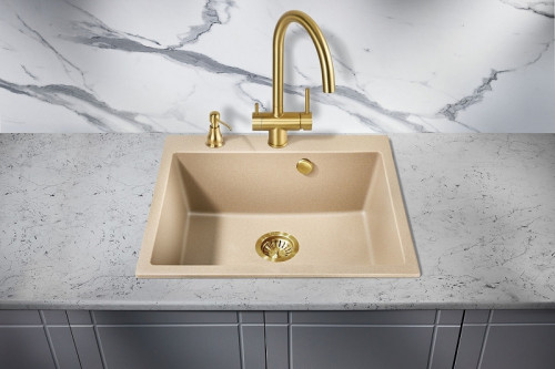 Кухонная мойка Milacio Murcia 60 Cuarzo MC.77014 Бежевая искусственный камень (литьевой мрамор) встраиваемый
