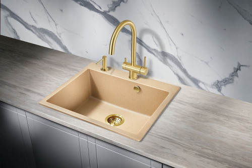 Кухонная мойка Milacio Murcia 60 Cuarzo MC.77014 Бежевая искусственный камень (литьевой мрамор) встраиваемый