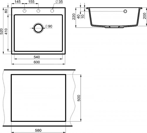 Кухонная мойка Milacio Murcia 60 Cuarzo MC.77014 Бежевая искусственный камень (литьевой мрамор) встраиваемый