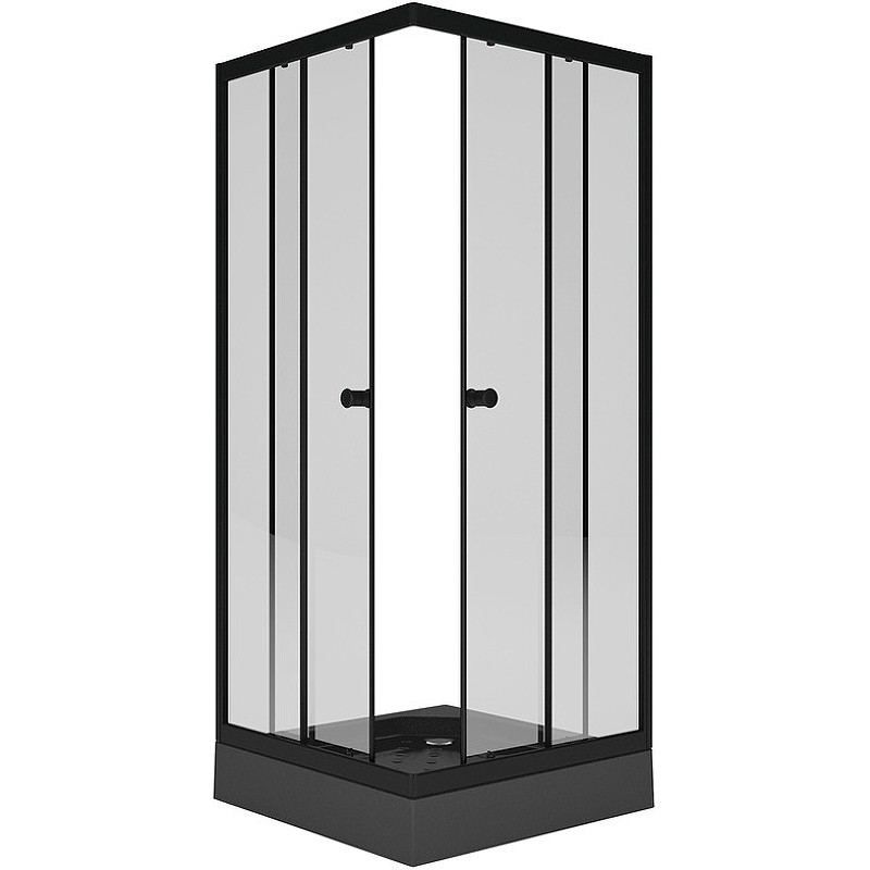 Душевой уголок Melodia della vita Square 80х80 MCNSQ8080TBk профиль Черный стекло прозрачное