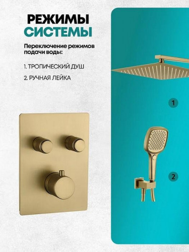 Душевая система Grocenberg GB5040MG с термостатом Золото матовое