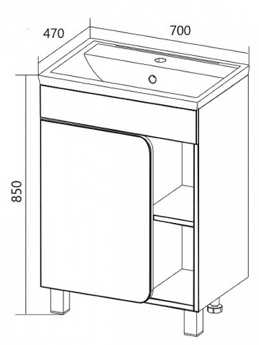 Тумба под раковину 1MarKa Nuvo 70 У76063 Дуб сонома МДФ / ЛДСП