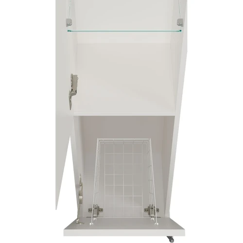 Шкаф пенал Misty Марта 35 L П-Мрт05035-011Л с бельевой корзиной Белый