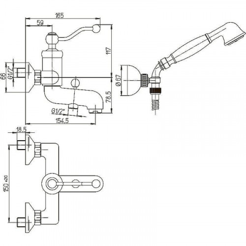 Смеситель для ванны Paini Duomo 88F3105KM Старая бронза