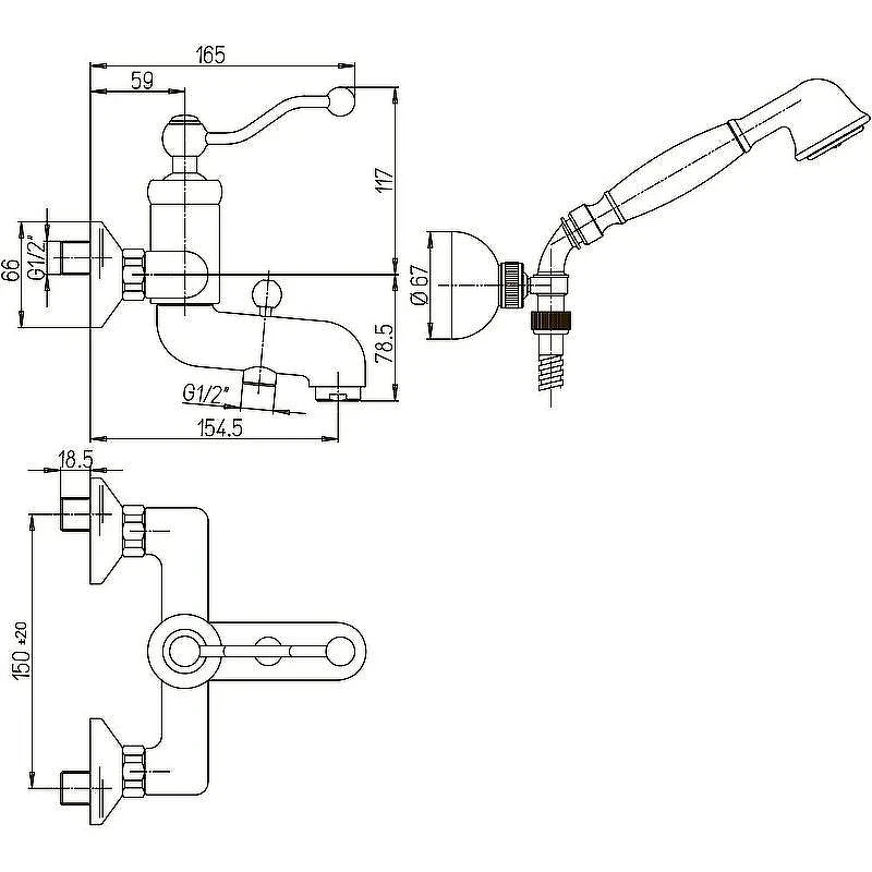 Смеситель для ванны Paini Duomo 88F3105KM Старая бронза