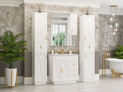 Зеркало Misty Амбра 80 R П-Амб0280-0322ЯП с подсветкой Белое матовое