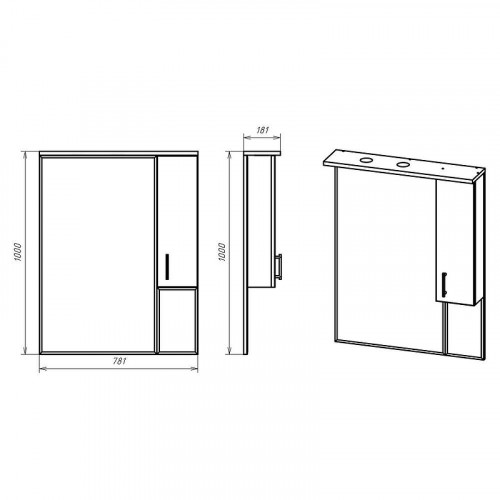 Зеркало Misty Амбра 80 R П-Амб0280-0322ЯП с подсветкой Белое матовое