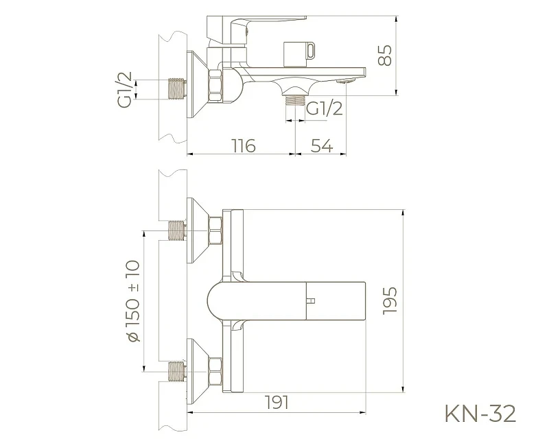 Смеситель для ванны Knotlor Ergofit KN-32 цвет Хром