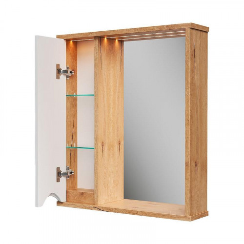 Зеркало со шкафом Volna Barney 60 L zsBARNEY60.L-04 с подсветкой цвет Белый Дуб гудзон