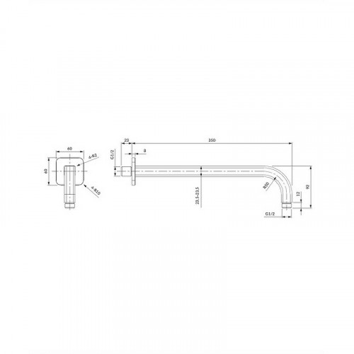 Кронштейн для верхнего душа Omnires RA15CR Хром латунь на стену