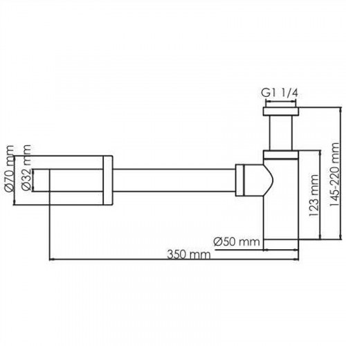 Сифон для раковины WasserKRAFT Glan A171 Черный глянец