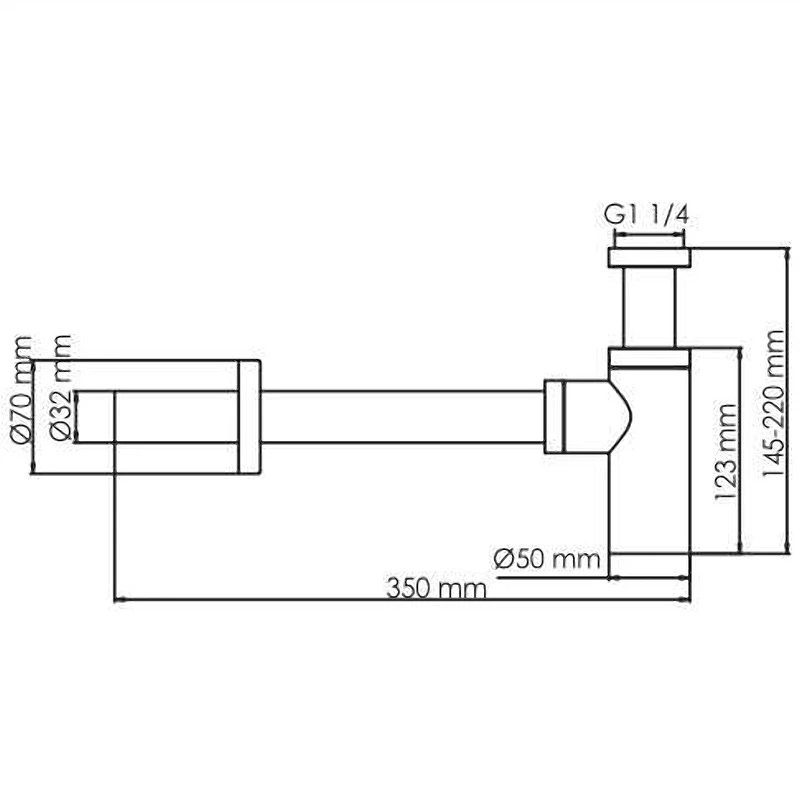 Сифон для раковины WasserKRAFT Glan A171 Черный глянец
