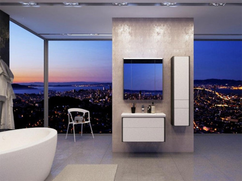 Шкаф пенал Roca Ronda 32 ZRU9302966 L подвесной Белый глянец Антрацит