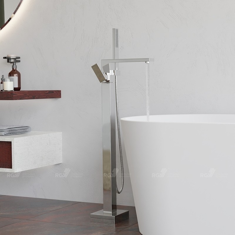Смеситель для ванны RGW Shower Panels SP-350 511405350-01 Хром латунь на пол однорычажный