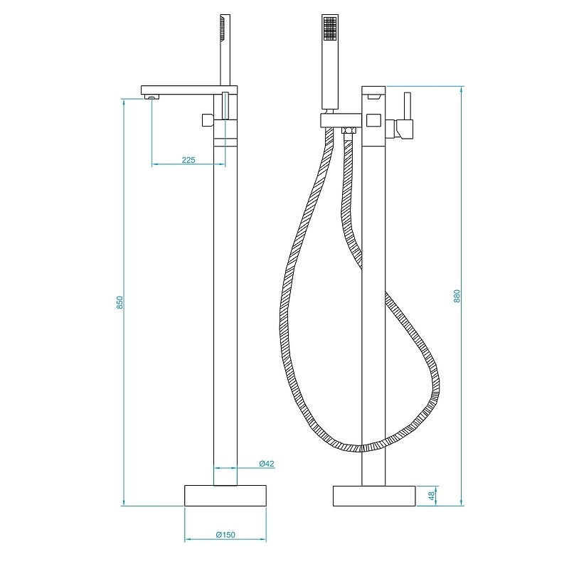 Смеситель для ванны RGW Shower Panels SP-350 511405350-01 Хром латунь на пол однорычажный