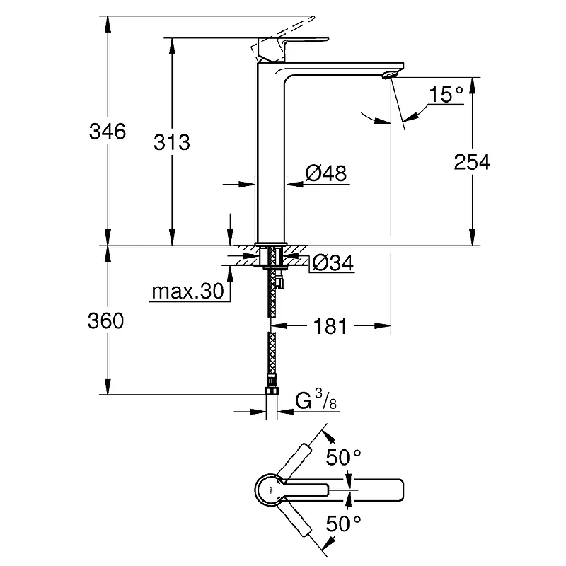 Смеситель для раковины Grohe Lineare 23405001 Хром латунь