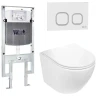Комплект унитаза с инсталляцией WeltWasser AMBERG 497 ST + MERZBACH 043 GL-WT + AMBERG RD-WT 10000011295 цвет Белый глянцевый с сиденьем Микролифт и клавишей смыва цвет Белый