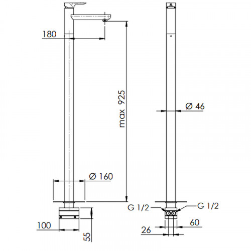 Смеситель для раковины Remer Infinity i18 Хром латунь на пол