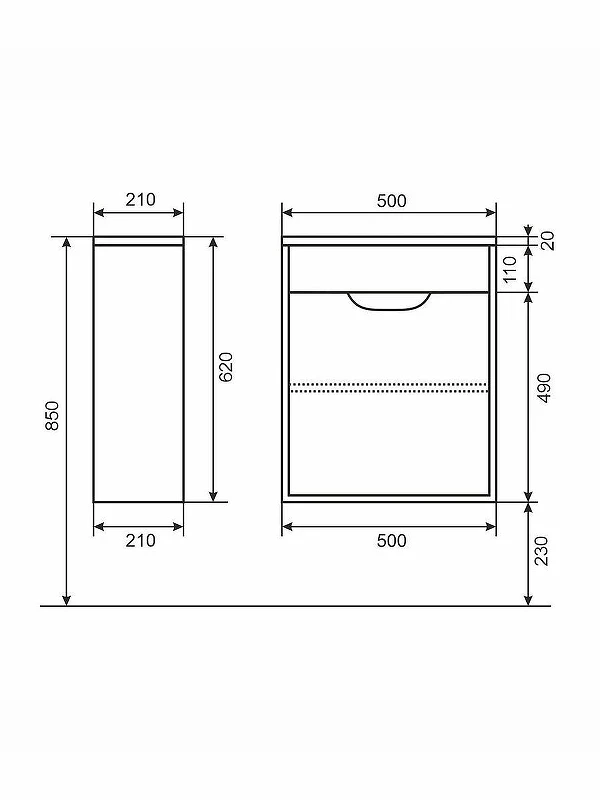 Тумба под раковину Uperwood Modul 50 2930205358 подвесная цвет Белый матовый