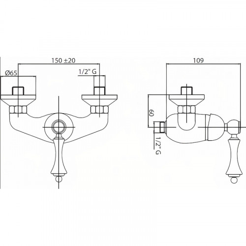 Смеситель для душа Cezares Margot MARGOT-DM-03/24-N Золото 24 карат латунь на стену