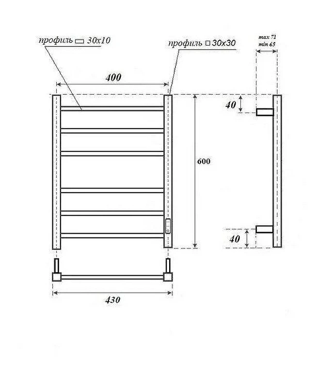 Электрический полотенцесушитель APEXTERMO Terra 600x400 TR00164GL цвет Золото матовое