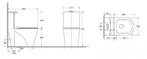 Унитаз компакт WeltWasser Welzbach 001 GL-WT 10000003805 Белый глянец с бачком и сиденьем Микролифт фаянс напольный