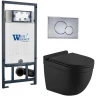 Комплект унитаза с инсталляцией WeltWasser MARBERG 507 + HEIMBACH 043 MT-BL + MAR 507 RD-CR 10000012253 цвет Черный матовый с сиденьем Микролифт и клавишей смыва цвет Хром