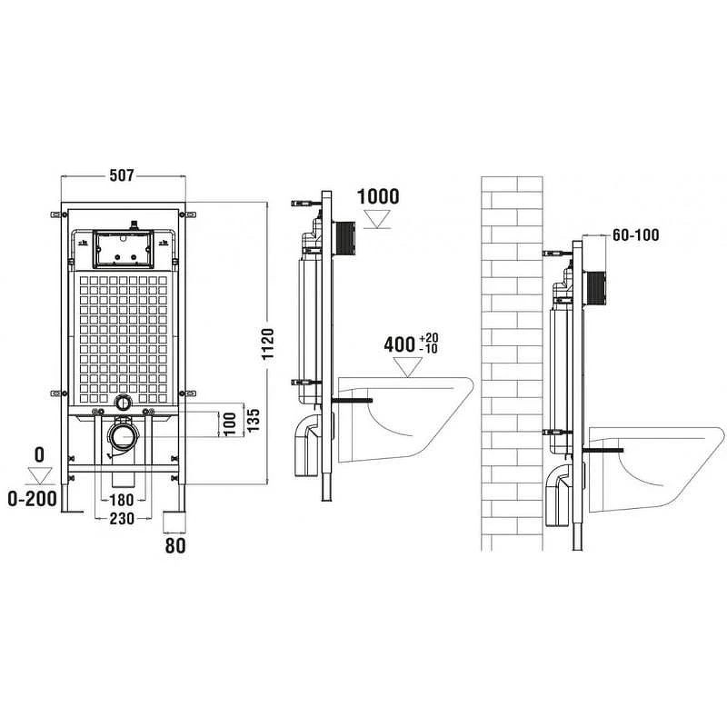 Комплект унитаза с инсталляцией WeltWasser MARBERG 507 + HEIMBACH 043 MT-BL + MAR 507 RD-CR 10000012253 цвет Черный матовый с сиденьем Микролифт и клавишей смыва цвет Хром