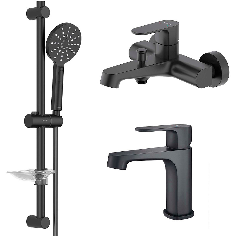 Комплект смесителей Aquatek Оберон AQ1230MB Черный матовый латунь