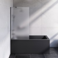 Шторка на ванну AM.PM Gem 80 W90BS-080-140BM профиль Черный матовый стекло матовое