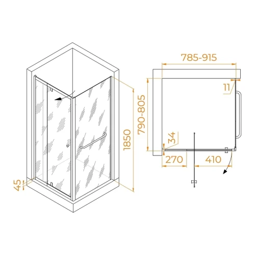 Душевой уголок RGW Passage 80x80 410832188-011 профиль цвет Хром стекло прозрачное