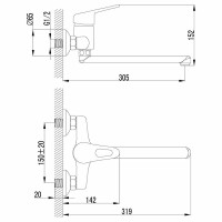 Смеситель для кухни Lemark Luna LM4111C Хром латунь на стену
