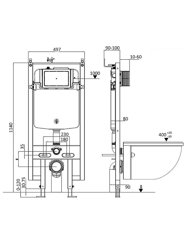 Инсталляция WeltWasser WW Amberg 497 BL 10000008218 с клавишей смыва цвет Черный