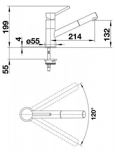 Смеситель для кухни Blanco Kano S 521503 Хром латунь