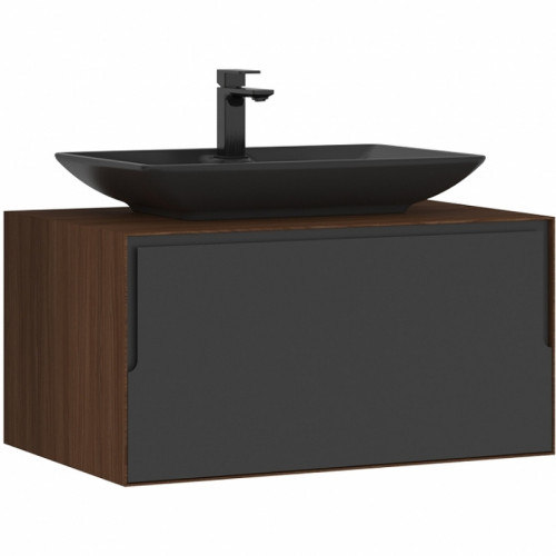 Тумба с раковиной Orka Craft 80 5003987 подвесная Орех Антрацит МДФ / ЛДСП