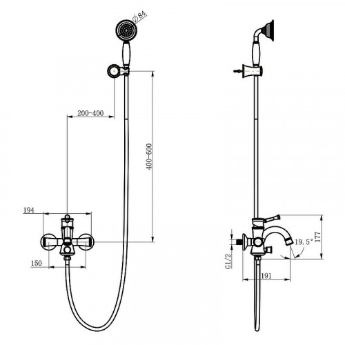 Смеситель для ванны Lemark Peretto LM6302RB Черный кофе латунь на стену