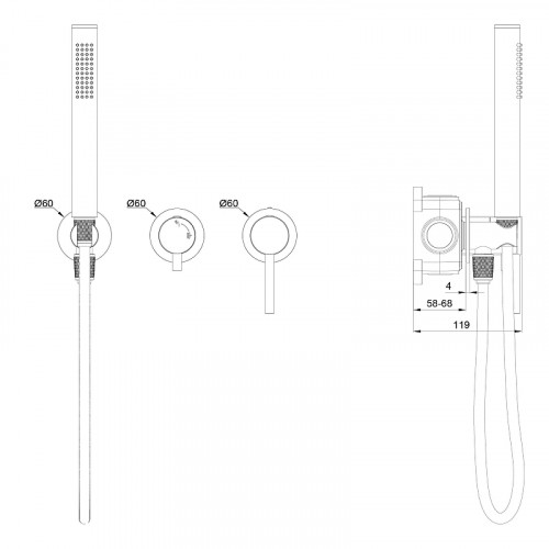 Смеситель для душа Wonzon &amp; Woghand Stick WW-838017-BN цвет Брашированный никель