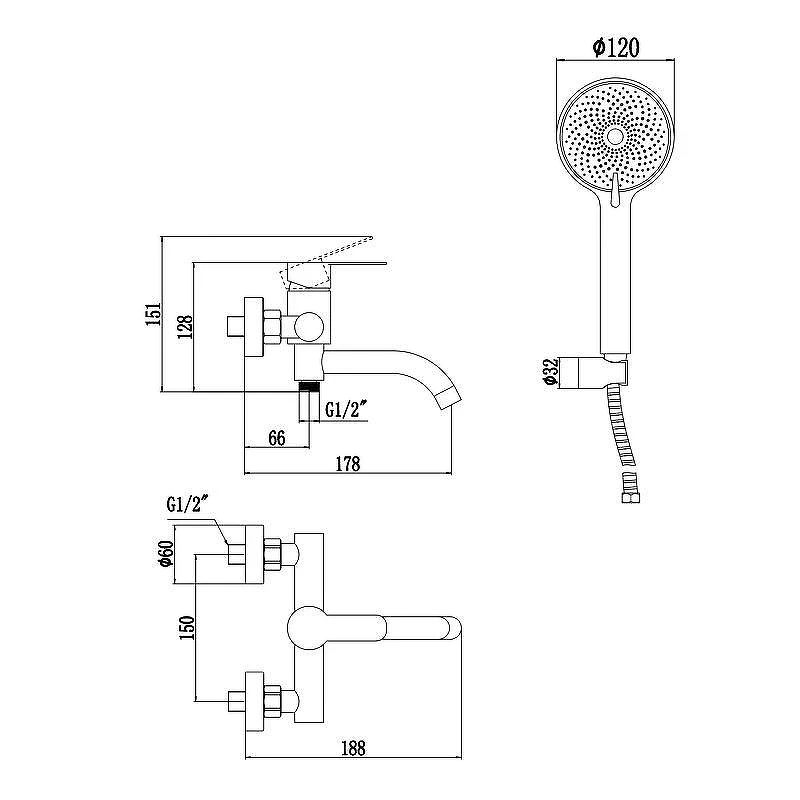 Смеситель для ванны Fmark FS8206A цвет Хром