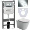 Комплект унитаза с инсталляцией Ceramicanova Balearica CN6000_1001CH_1000 с сиденьем Микролифт и клавишей смыва Хром глянцевый фарфор подвесной