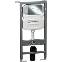 Комплект унитаза с инсталляцией Ceramicanova Balearica CN6000_1001CH_1000 с сиденьем Микролифт и клавишей смыва Хром глянцевый фарфор подвесной
