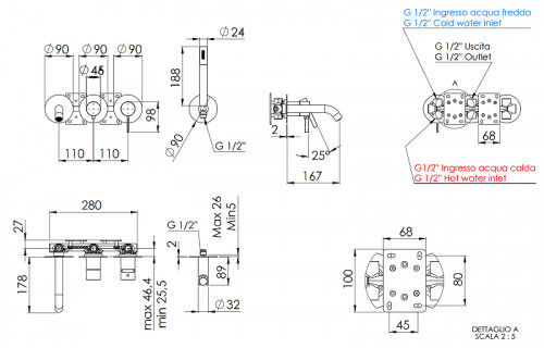 Смеситель для ванны Remer Metrica MC53D2PXV цвет Сталь