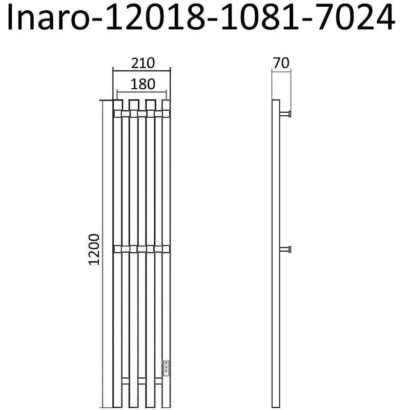 Электрический полотенцесушитель Маргроид Inaro профильный 1200x210 Inaro-12018-1081-7024 Графитовый серый нержавеющая сталь