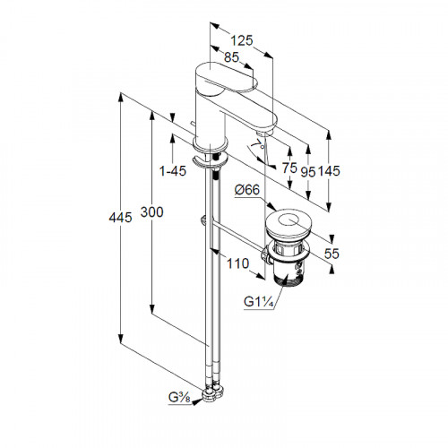 Смеситель для раковины Kludi X1 322660575 цвет Хром