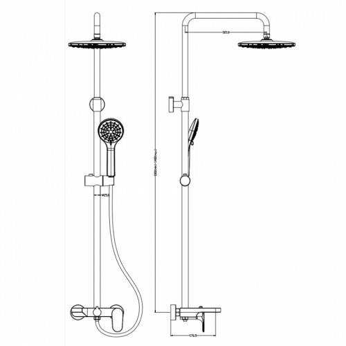 Душевая система Boheme Spectre 458-B Черный латунь на стену