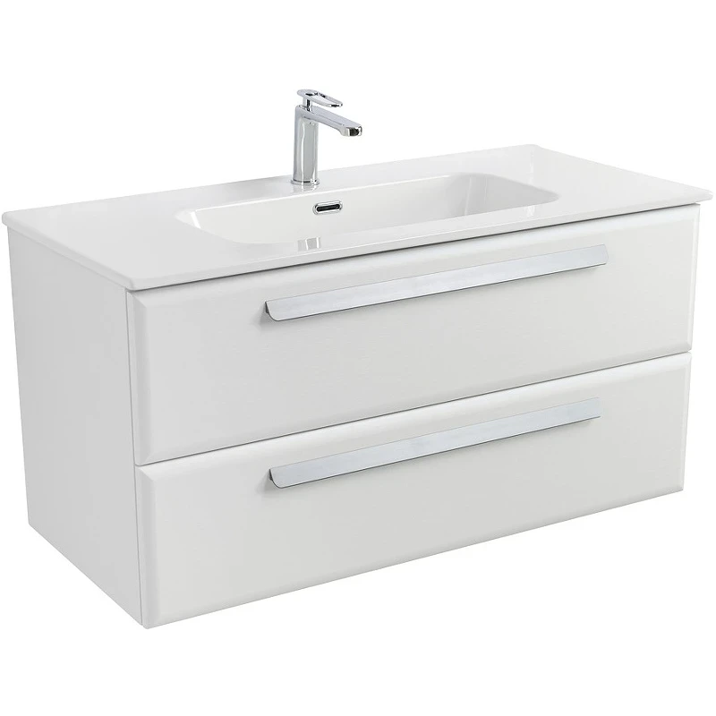 Тумба под раковину Cezares Eco-Cer-N 100 ECO-CER-N-1000-2C-SO-BL подвесная Bianco Lucido без ручек МДФ / ЛДСП