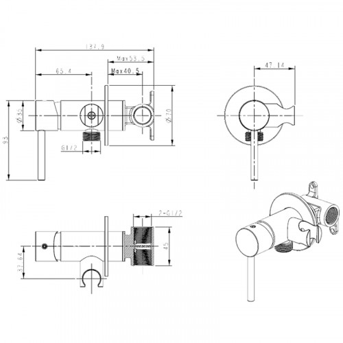 Гигиенический душ со смесителем Bronze de Luxe Scandi 701/1B Черный матовый латунь встраиваемый