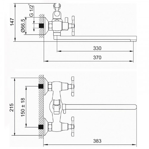 Смеситель для ванны Melodia della vita Fiore MDV40641 универсальный Хром латунь на стену