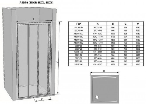 Душевая дверь Ravak Supernova ASDP3-100 00VA03R2ZG профиль Черный стекло Grape