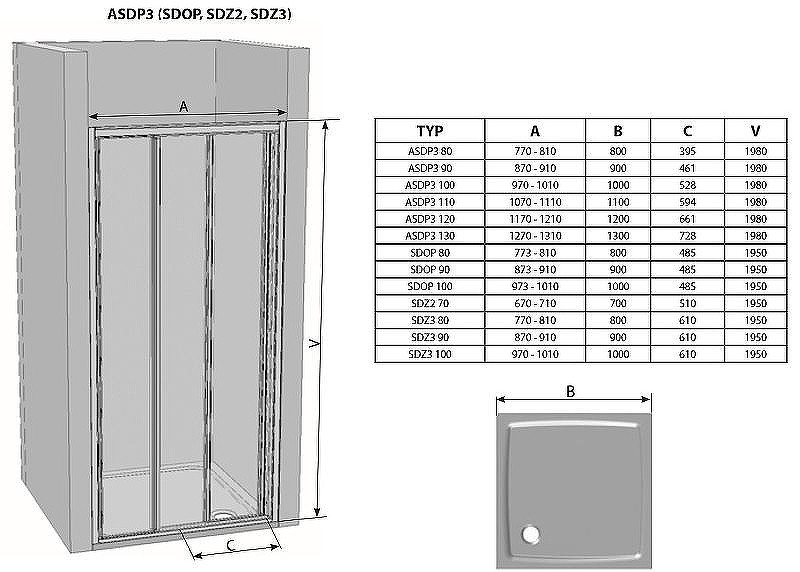 Душевая дверь Ravak Supernova ASDP3-100 00VA03R2ZG профиль Черный стекло Grape