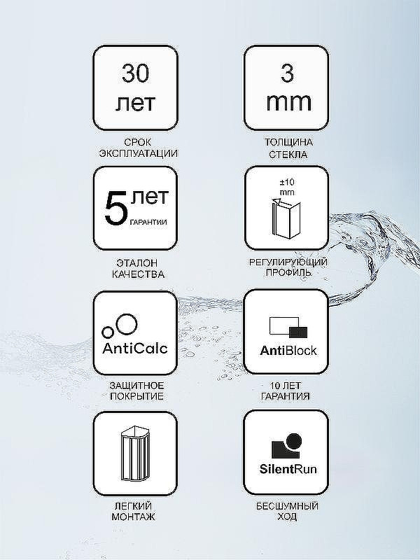 Душевая дверь Ravak Supernova ASDP3-100 00VA03R2ZG профиль Черный стекло Grape